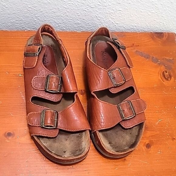 ROCKPORT Men Brown Leather Fisherman Sandals Size 10.5 Two Strap Design
