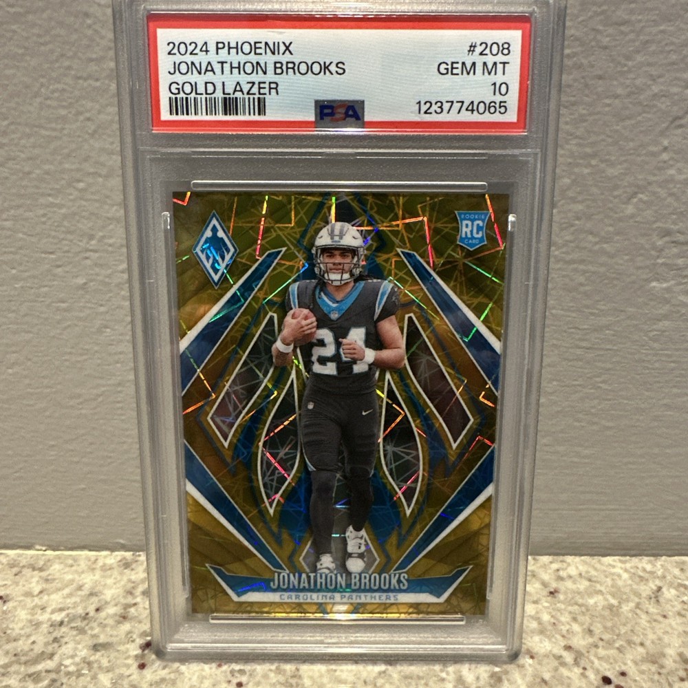 2024 Panini Phoenix JONATHON BROOKS #208 Gold Lazer /10 (RC) PSA 10 Panthers