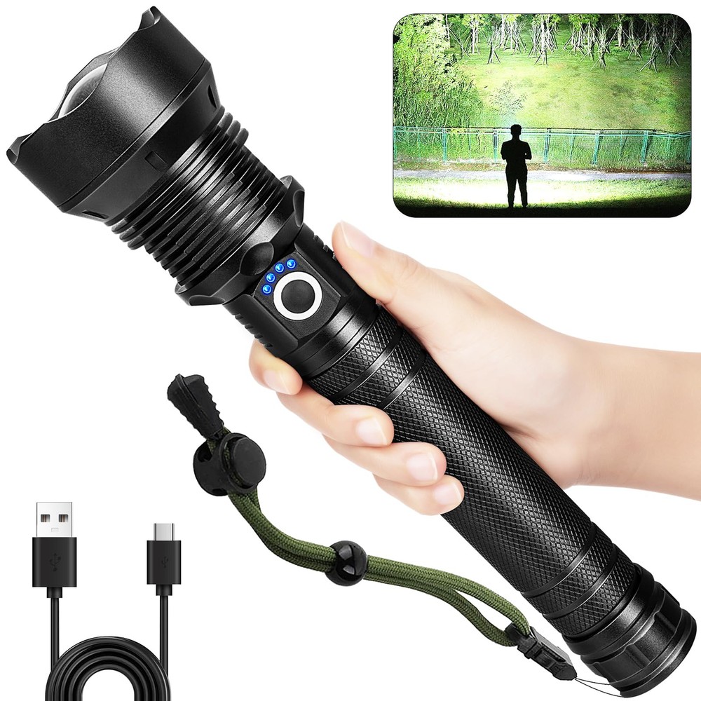 990,000 Lumens Rechargeable LED Flashlight Super Bright High-Powered Light  