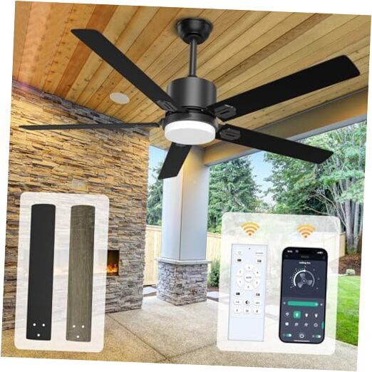60-Inch Modern Indoor/Outdoor Ceiling Fan with Remote and Light Kit