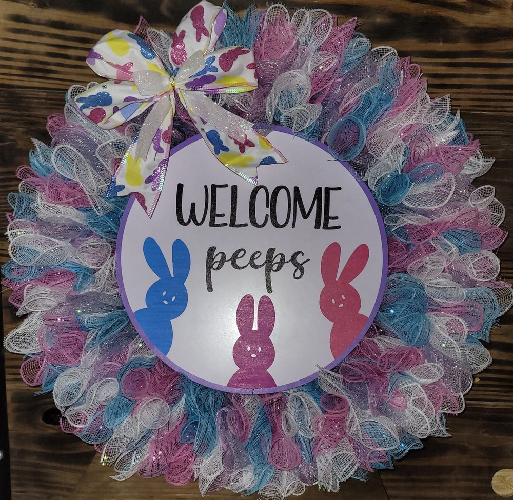 Easter Deco Mesh Wreath 18 Inch Spring Door Decor