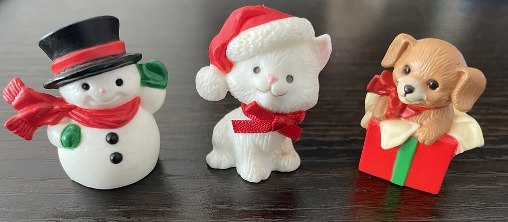Hallmark Mini Holiday Ornament Set - Puppy Snowman and Kitten Santa