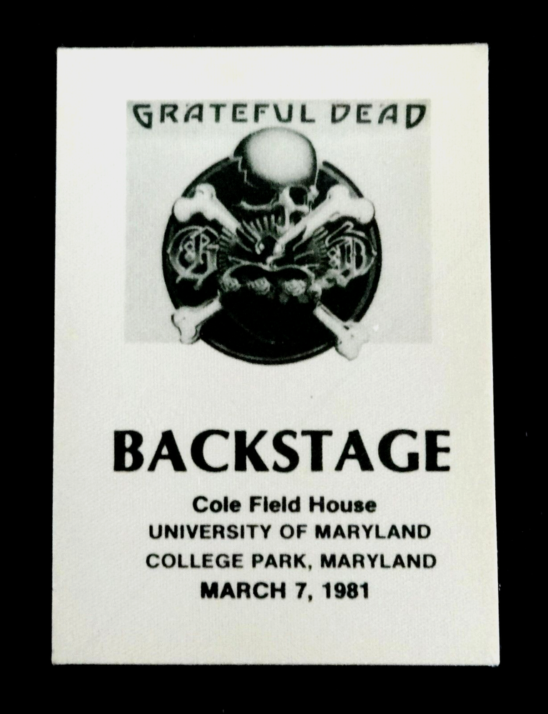 Grateful Dead Backstage Pass University of Maryland Terrapins 1981 Concert Memorabilia