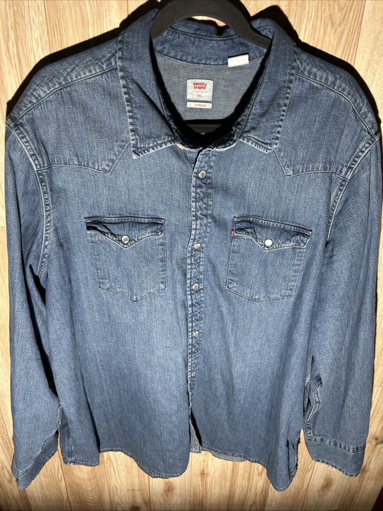 Levi’s Men’s 2XL Denim Pearl Snap Long Sleeve Button Up Western Rodeo