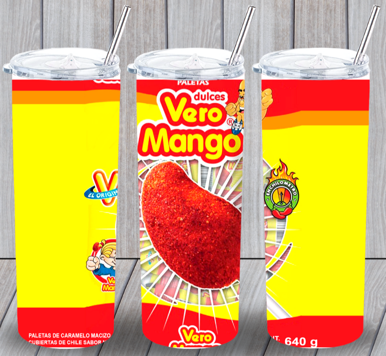 Vero Mango Candy Multicolor 20oz Insulated Tumbler Lid Plastic Straw New