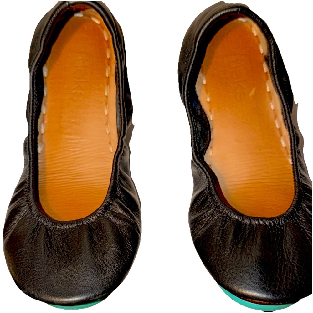 Tieks Black Leather Ballet Flats Foldable Comfort Slip On Women's Size 7
