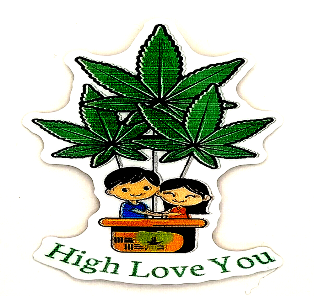 420 Weed UV Safe Vinyl Ganja Valentines Sticker High Love you Stoner Cannabis