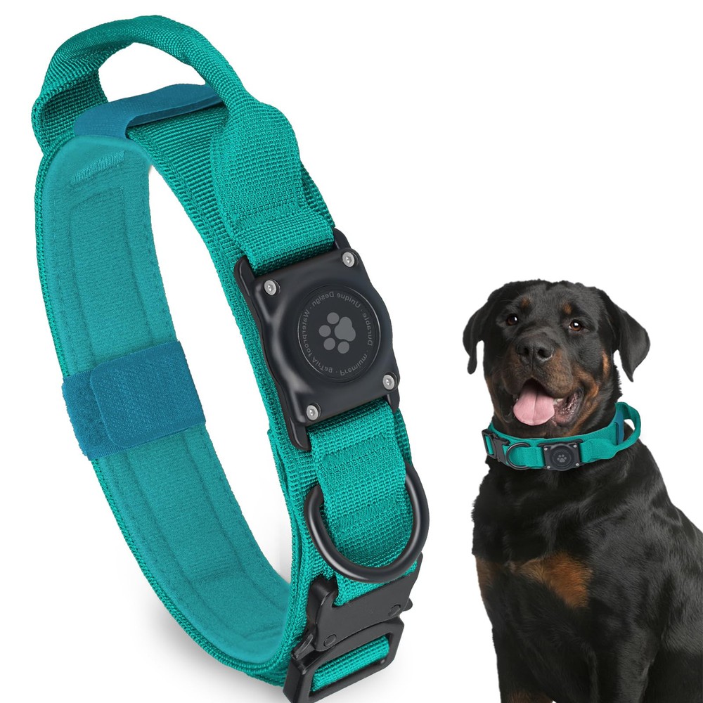 Tactical AirTag Dog Collar with Waterproof Apple Air Tag Holder