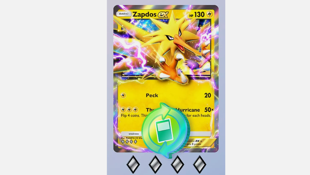 ✨Pokemon TCG Pocket ✨ ZAPDOS EX ✨ Trading Card  (♢♢♢♢) ✨Language ENGLISH ✨