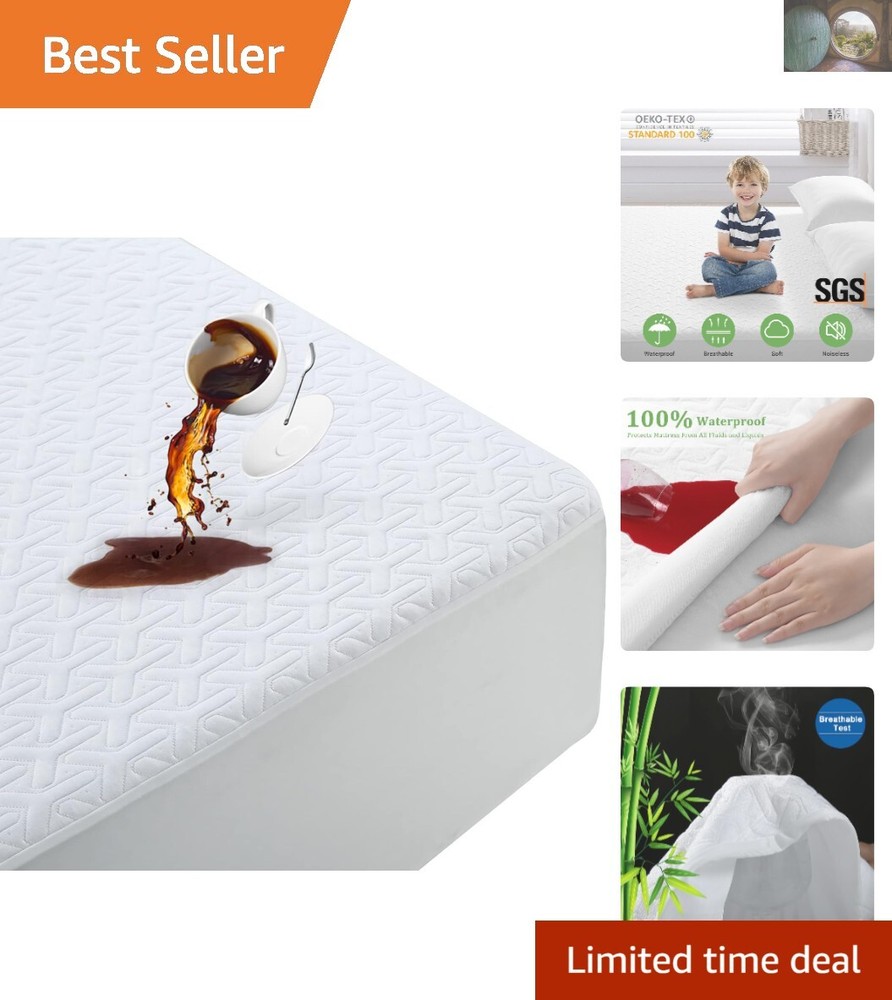 Premium Twin XL Waterproof Cooling Mattress Protector - Deep Pocket