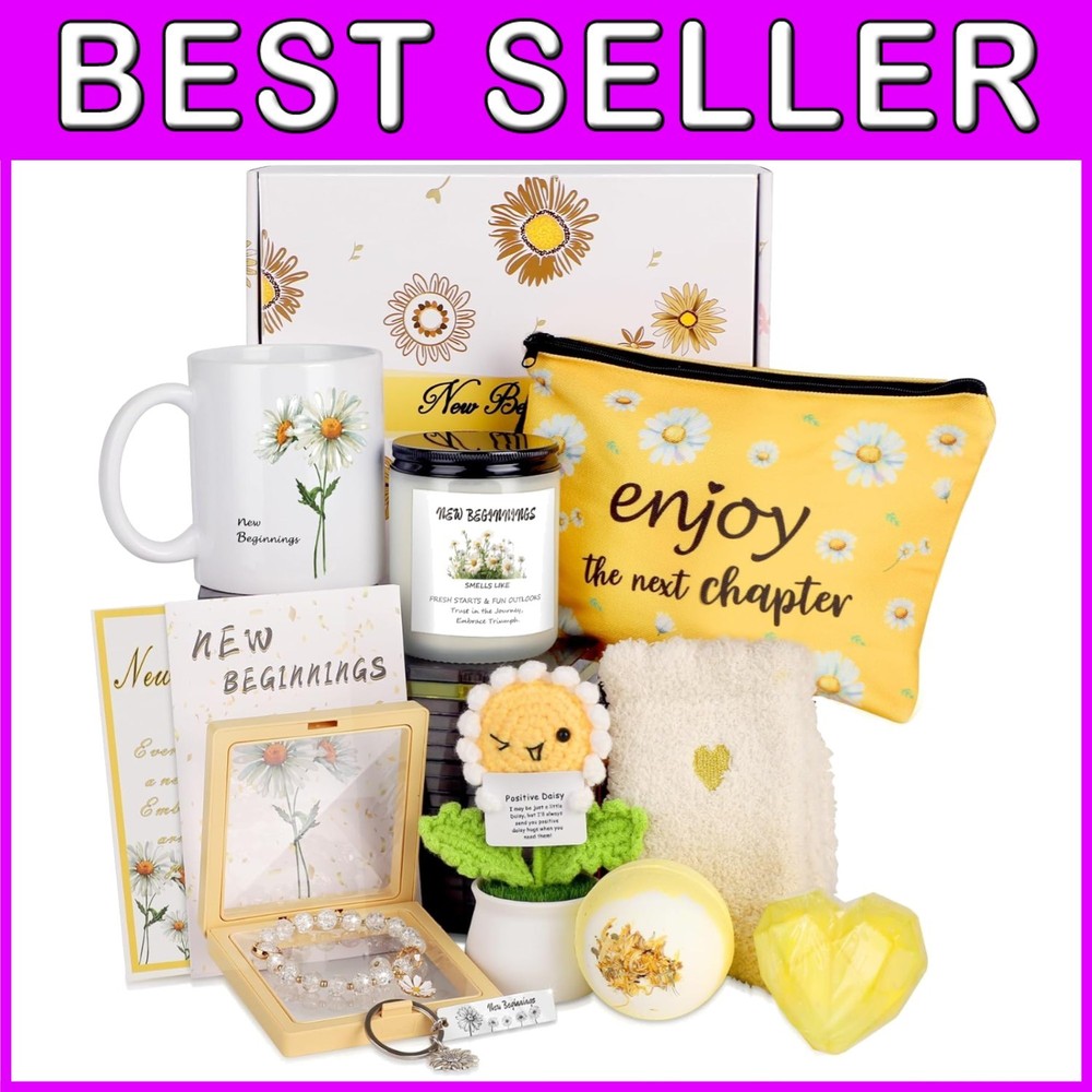 Inspirational Daisy Gift Basket - Candle, Keychain, Bracelet