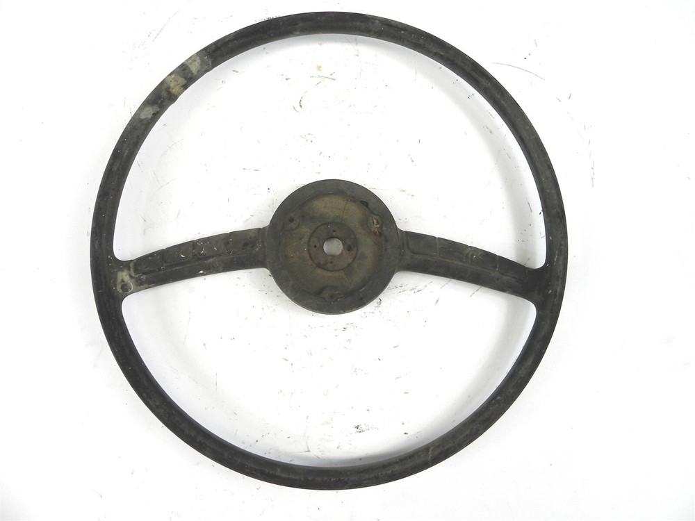 VINTAGE USED 1940'S-1950'S GM FORD MOPAR 17 INCH BLACK STEERING WHEEL WITH WEAR