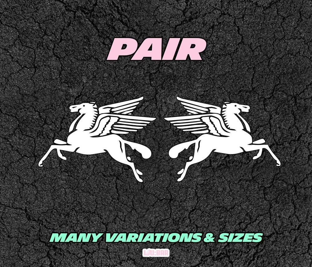 PAIR - Decal Mobil Pegasus Gas  -  Car Decal sticker, Various Colors and sizes