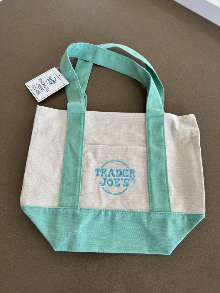 Trader Joe's Mini Teal Reusable Tote Bag - Limited Edition-image