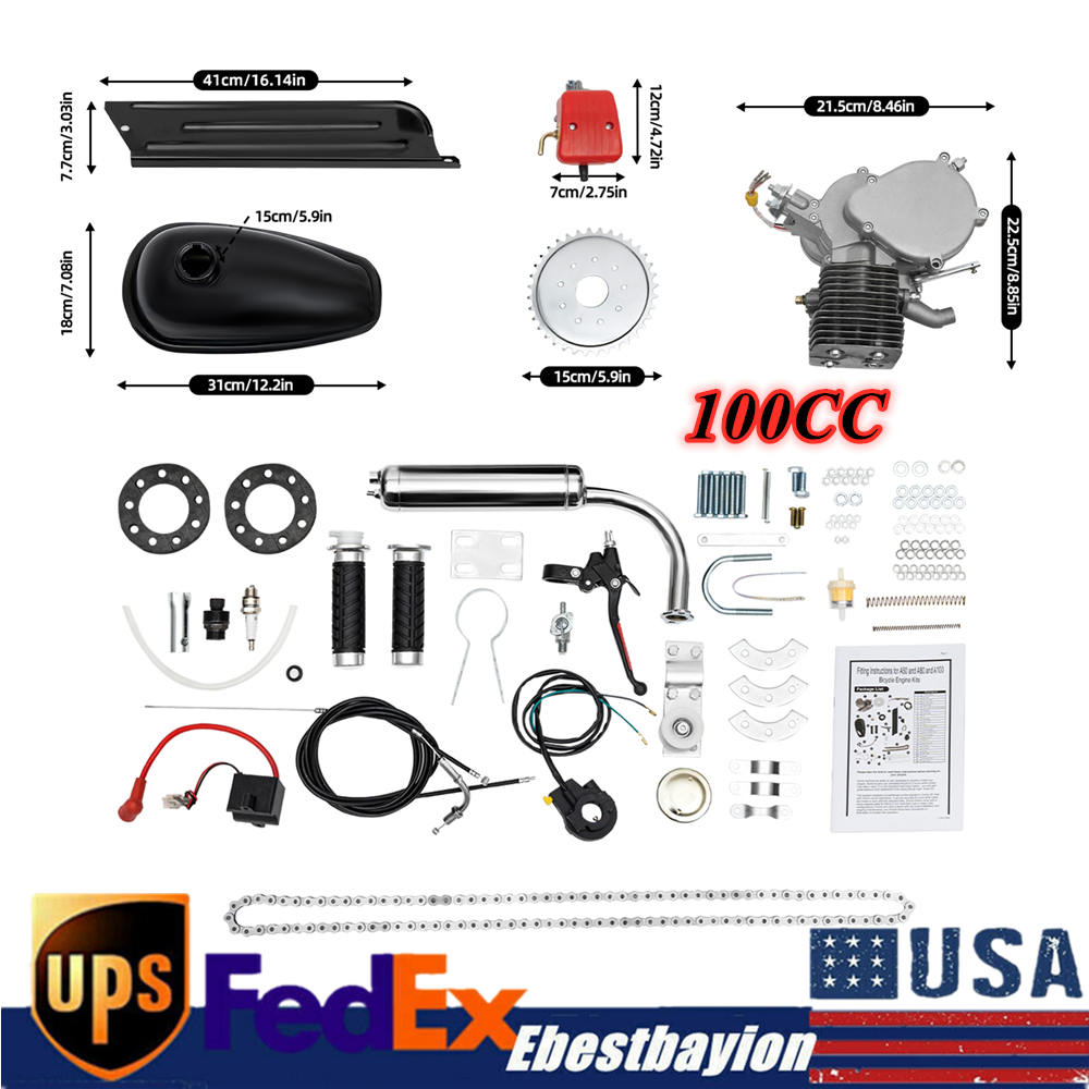 2023 Full Set 100cc 2 Stroke Bicycle Motor Kit Bike Motorized Petrol Gas Engine