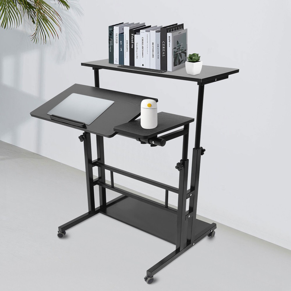 Adjustable Mobile Laptop Desk with Wheels for Home Office Workstation
