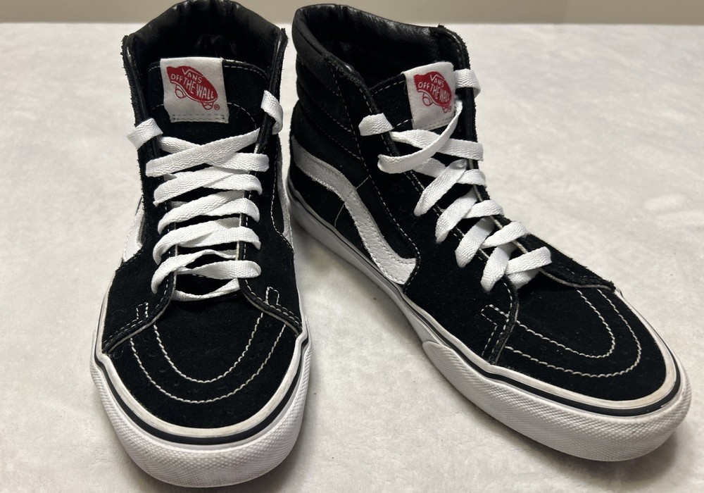 Vans Black Suede High Top Skate Shoes Mens 7.5 Womens 6 Off The Wall