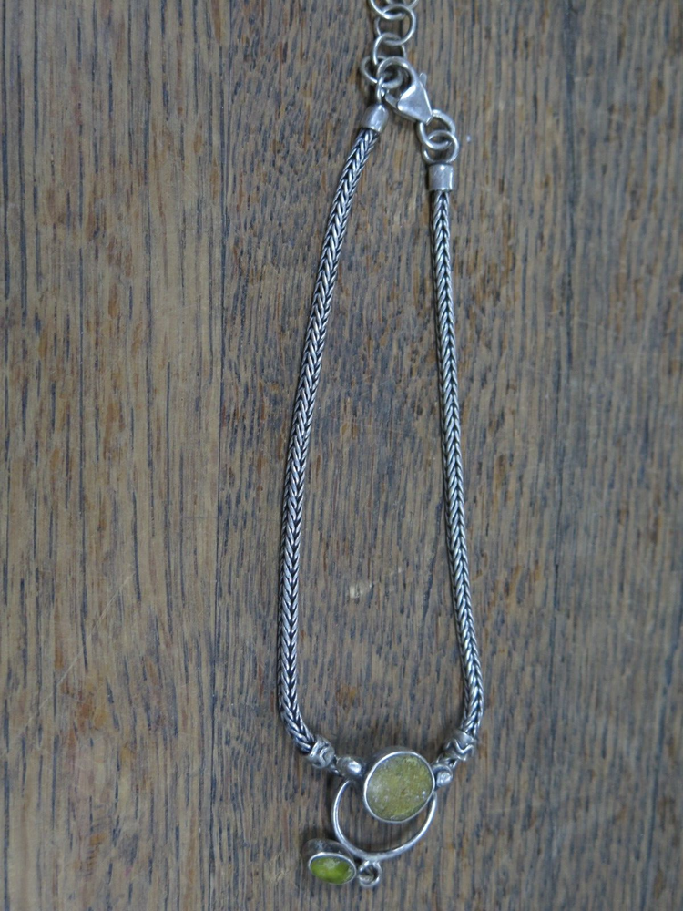 Vintage VY Brand .925 Sterling Silver Bracelet with Yellow Gemstones