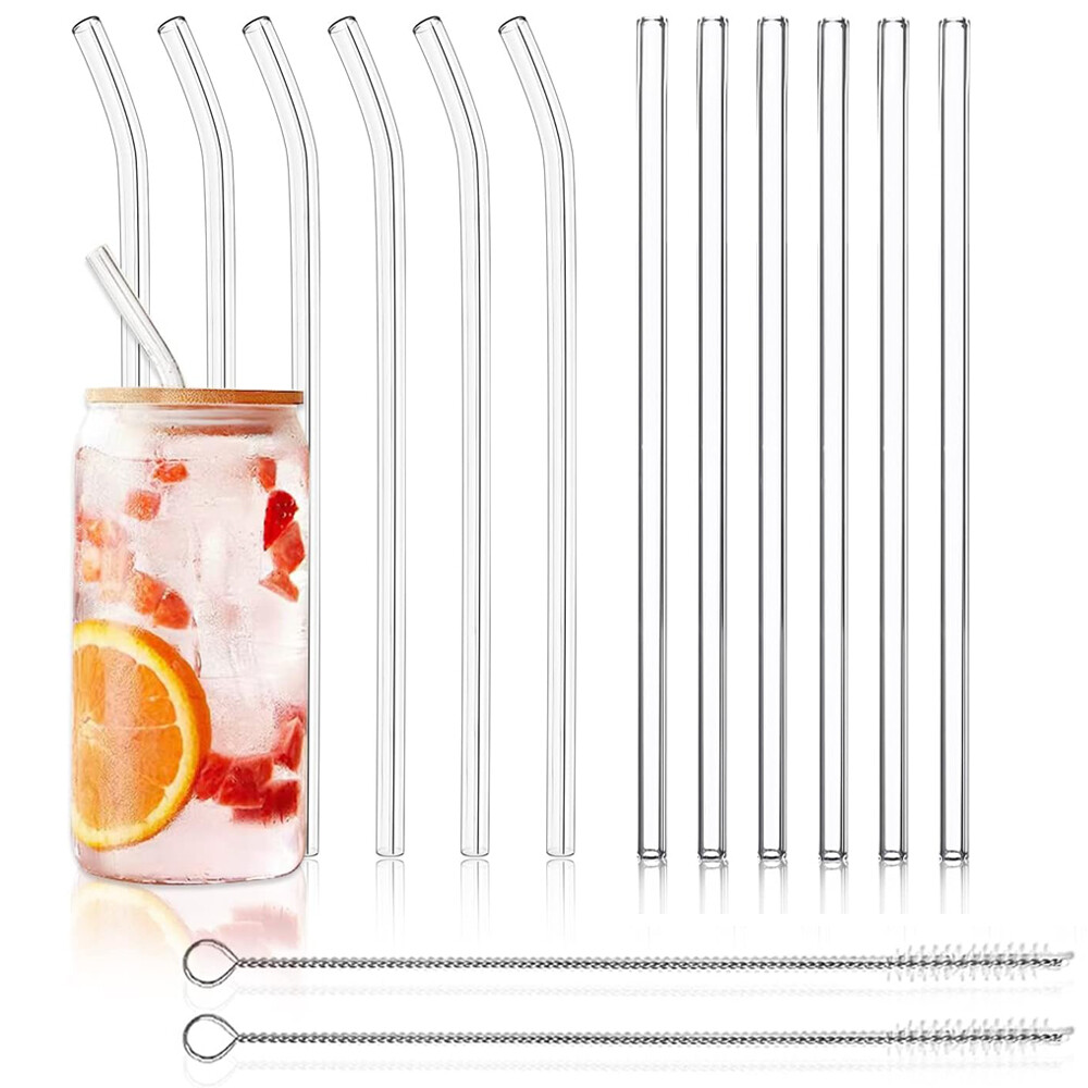 12 Pack Reusable Glass Straws - 8