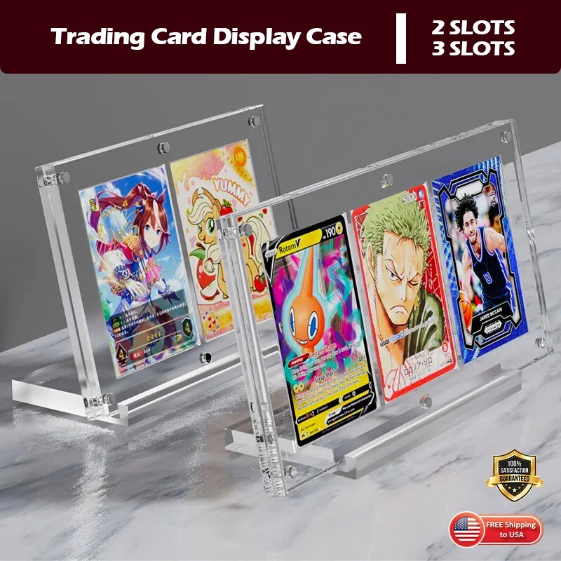 2 3 Slots Pokemon MTG One Piece TCG Trading Card Acrylic Display Case With Stand