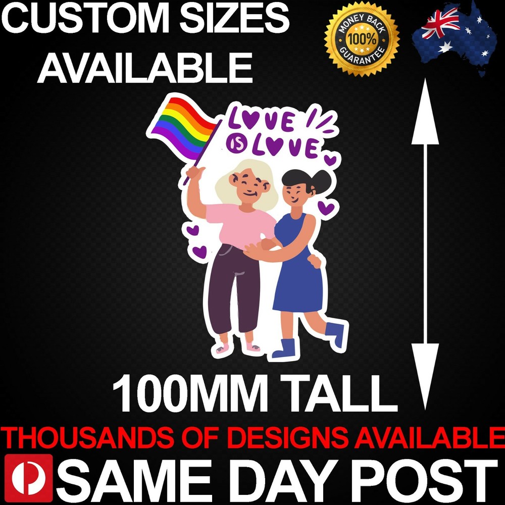 LOVE IS LOVE LADIES 100mm Tall Vinyl Car Sticker Decal Lesbian Pride Day-image