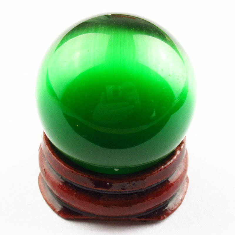 30 мм зеленый кошачий глаз драгоценный камень мяч украшение без деревянного держателя Q07537