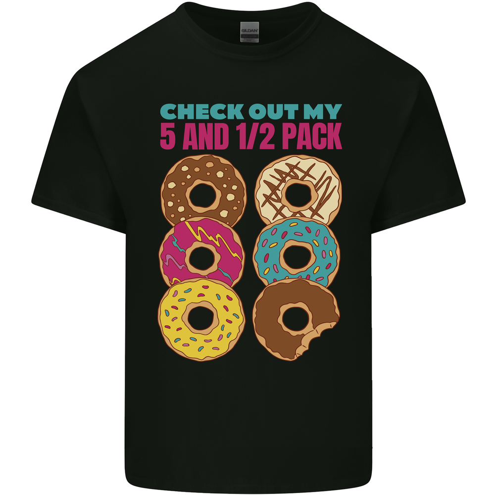 Funny Donut Check Out My 5 1/2 Pack Food Gym Mens Cotton T-Shirt Tee Top
