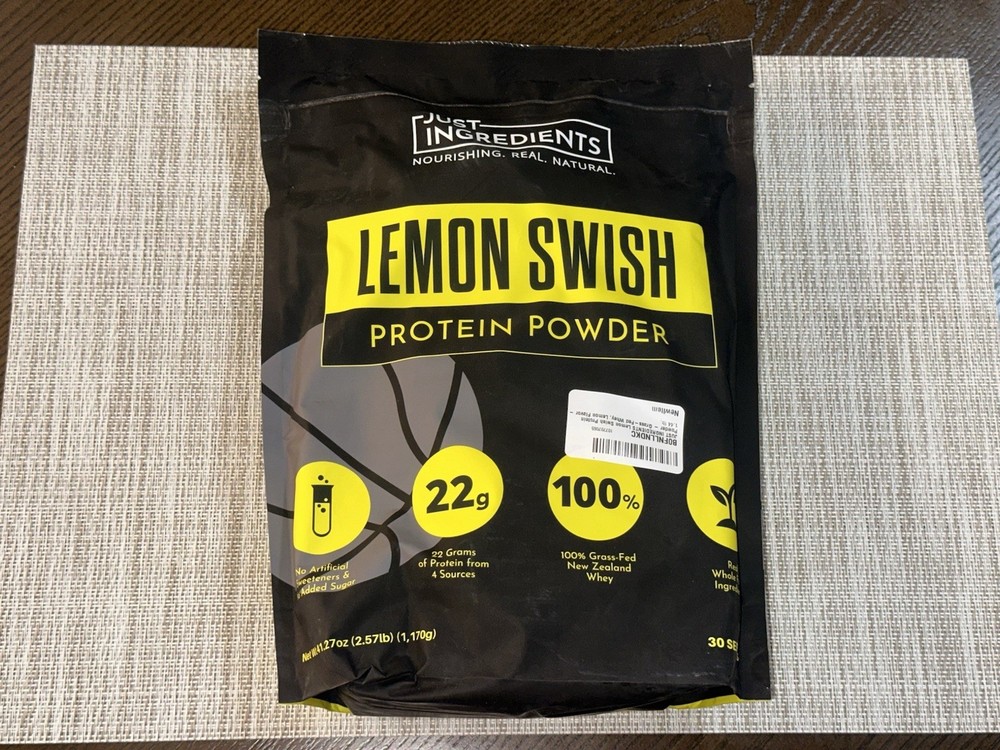 JUST INGREDIENTS Lemon Swish Protein Powder - 30 Servings - Exp. 7/2027