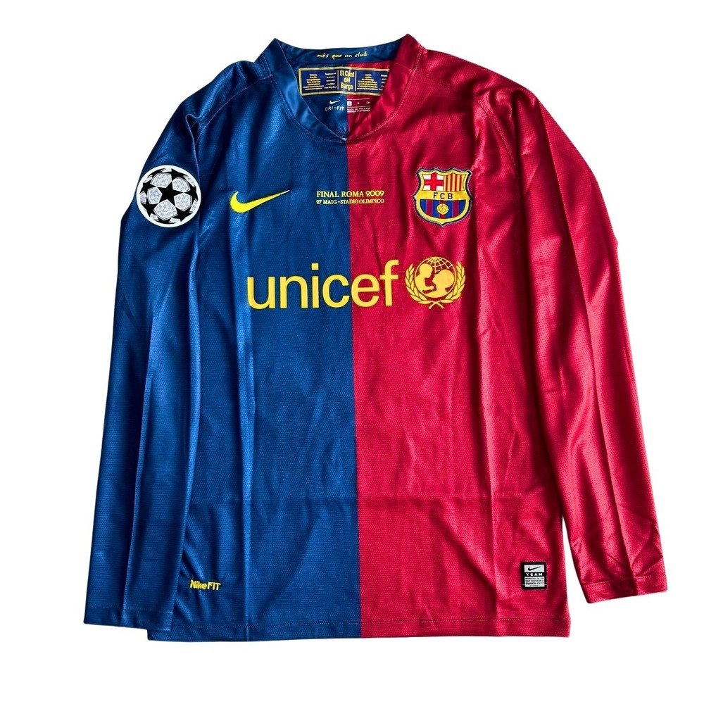Barcelona 2009 Final Roma Home Blue Red Long Sleeve UCL Jersey Messi #10