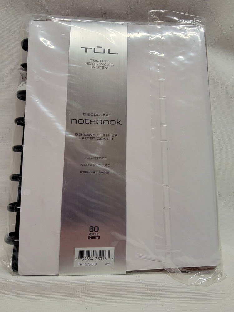 TUL Custom Note Taking System Junior Size Brown Leather Outer Cover 50 Sheets