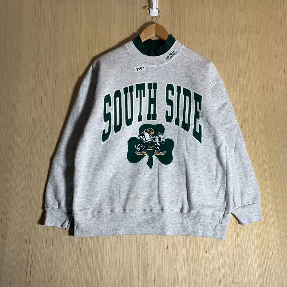 Vintage South Side Notre Dame Sweater Adult Medium Grey Long Sleeve Men's 90s