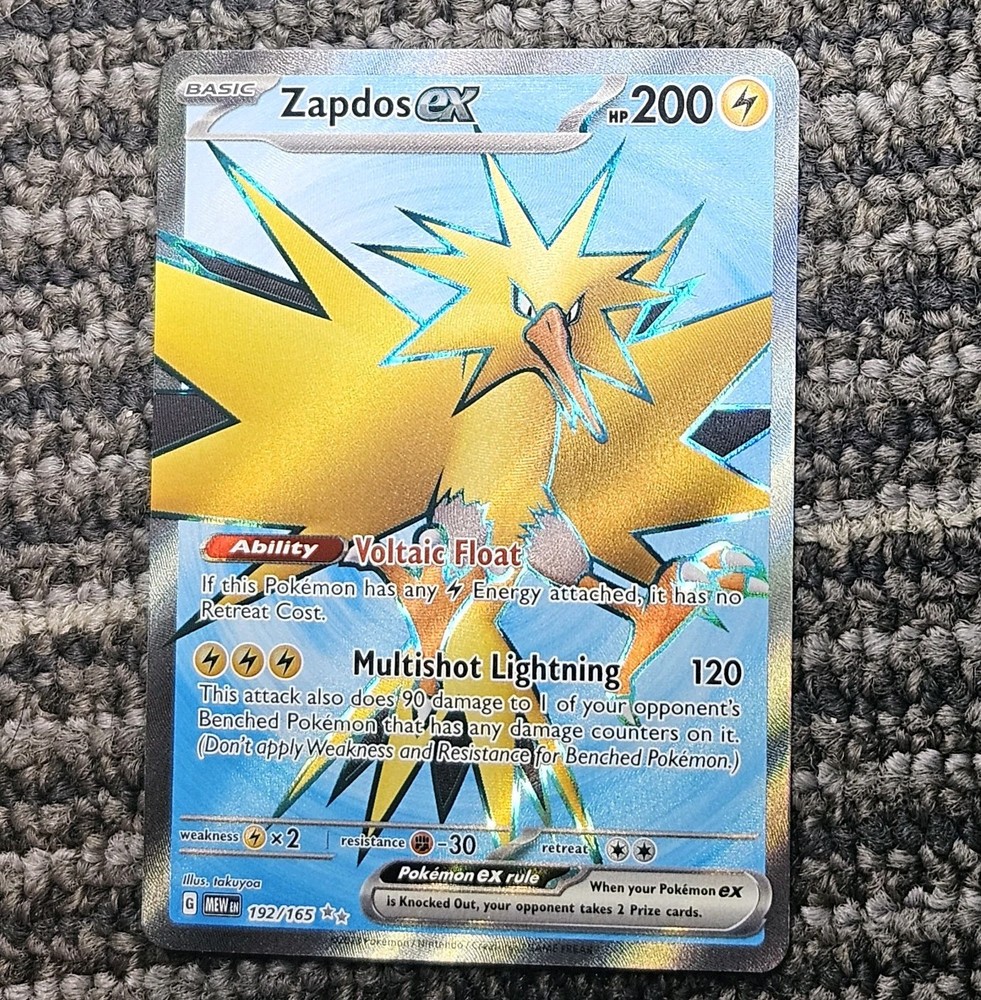 Zapdos Ex 192/165 Full Art -Scarlet & Violet 151 - Pokemon TCG