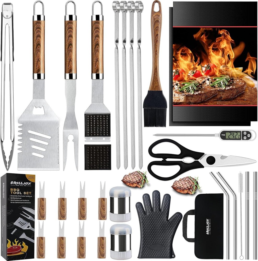 Grilljoy 31PC Heavy Duty BBQ Accessory Tool Set in Bag--Brown--Clearance Sale-image
