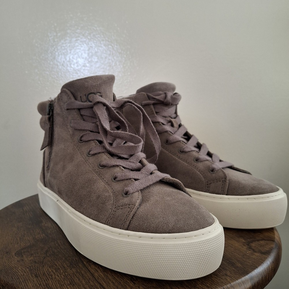 UGG Olli Womens Suede Mole High Top Zip Sneakers Tan Brown Size 6