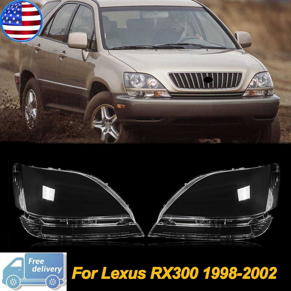 Left & Right Headlights Lampshade Lens Covers For Lexus RX300 1998-2002 Clear