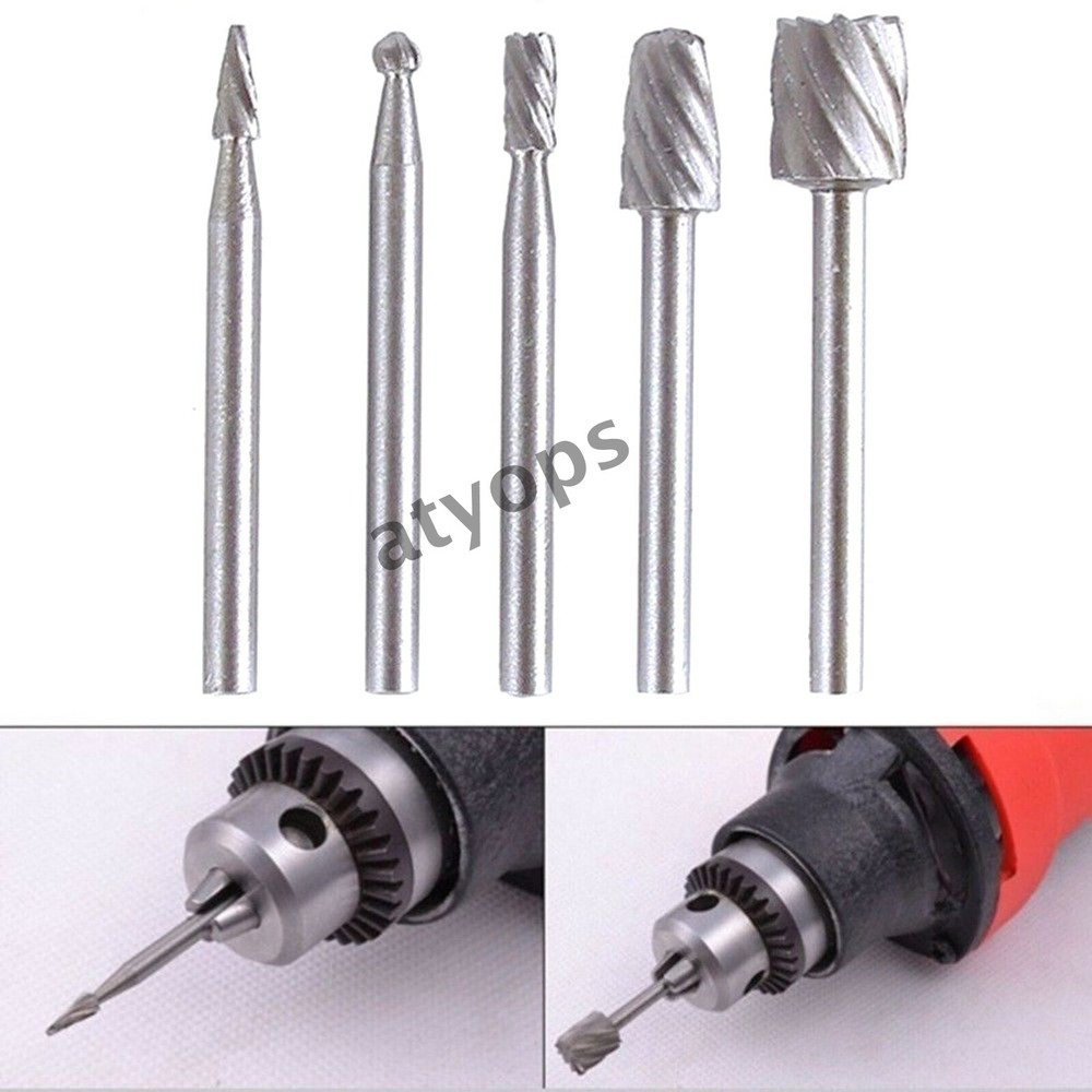 5pc Tungsten Carbide Dremel Drill Bits Rotary Grinding Burr Set
