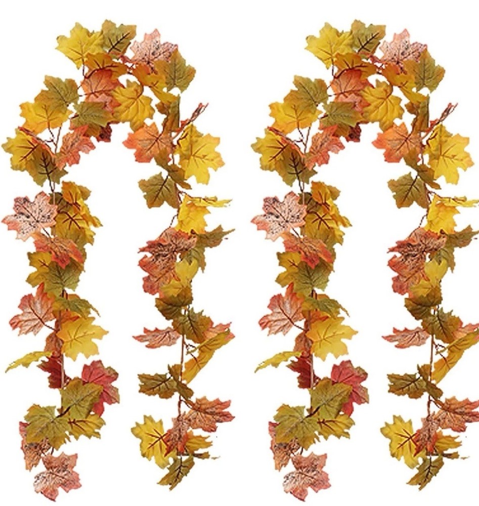 2 Pack NewMaple Leaf Garland 5.8ft Artificial Fall Foliage for Thanksgiving Decor