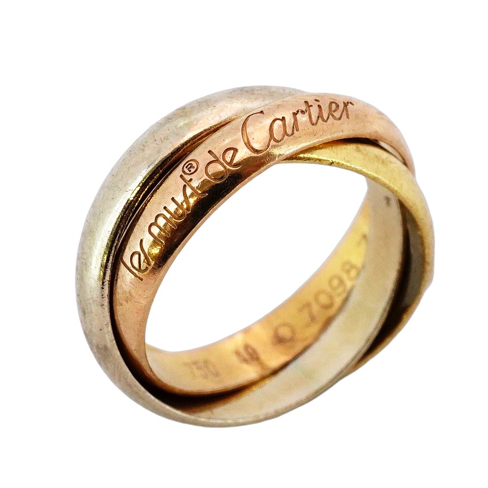 Cartier Trinity Ring 18K Yellow White Pink Gold Size 49 297279
