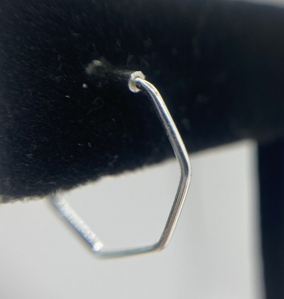 Sterling Silver Geometric 7-Sided Hoop Earrings Womens Teen Heptagon Elegant 925