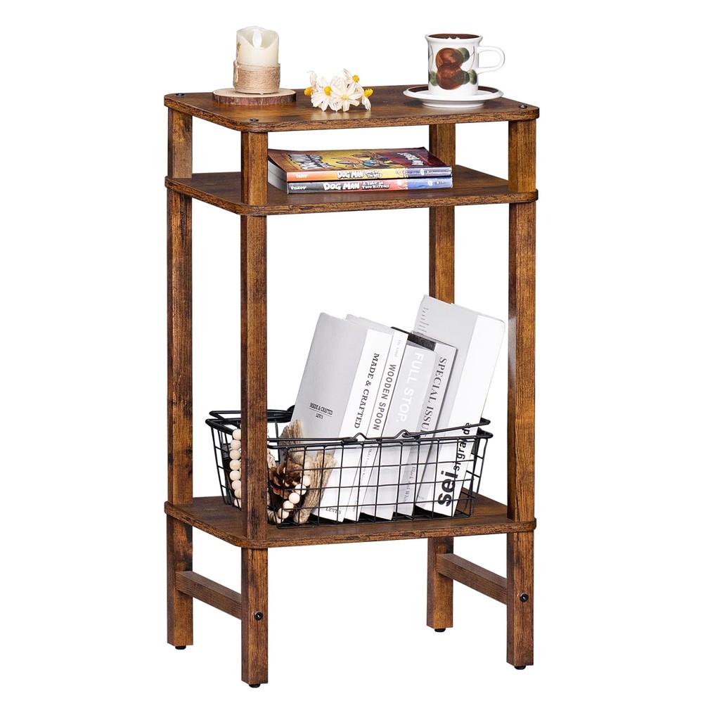 28in Tall Side Table 3-Tier Small Narrow End Table for Couch, Skinny Nightsta...