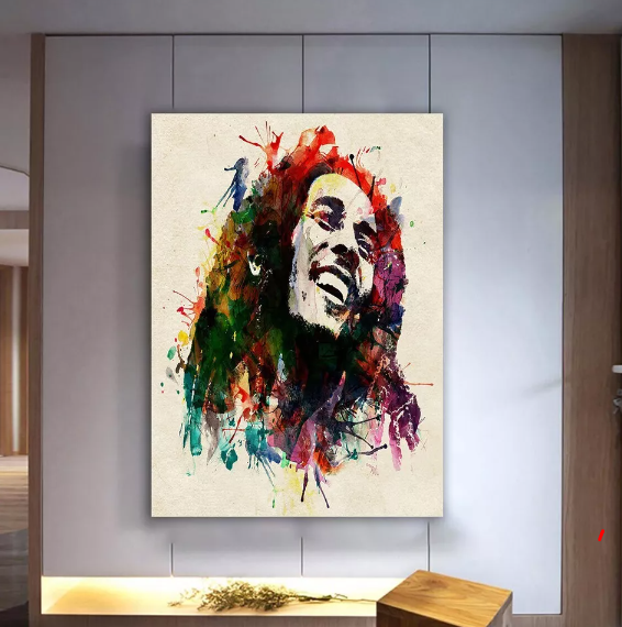 Colorful Bob Marley Wall Art Canvas Print Art - framed