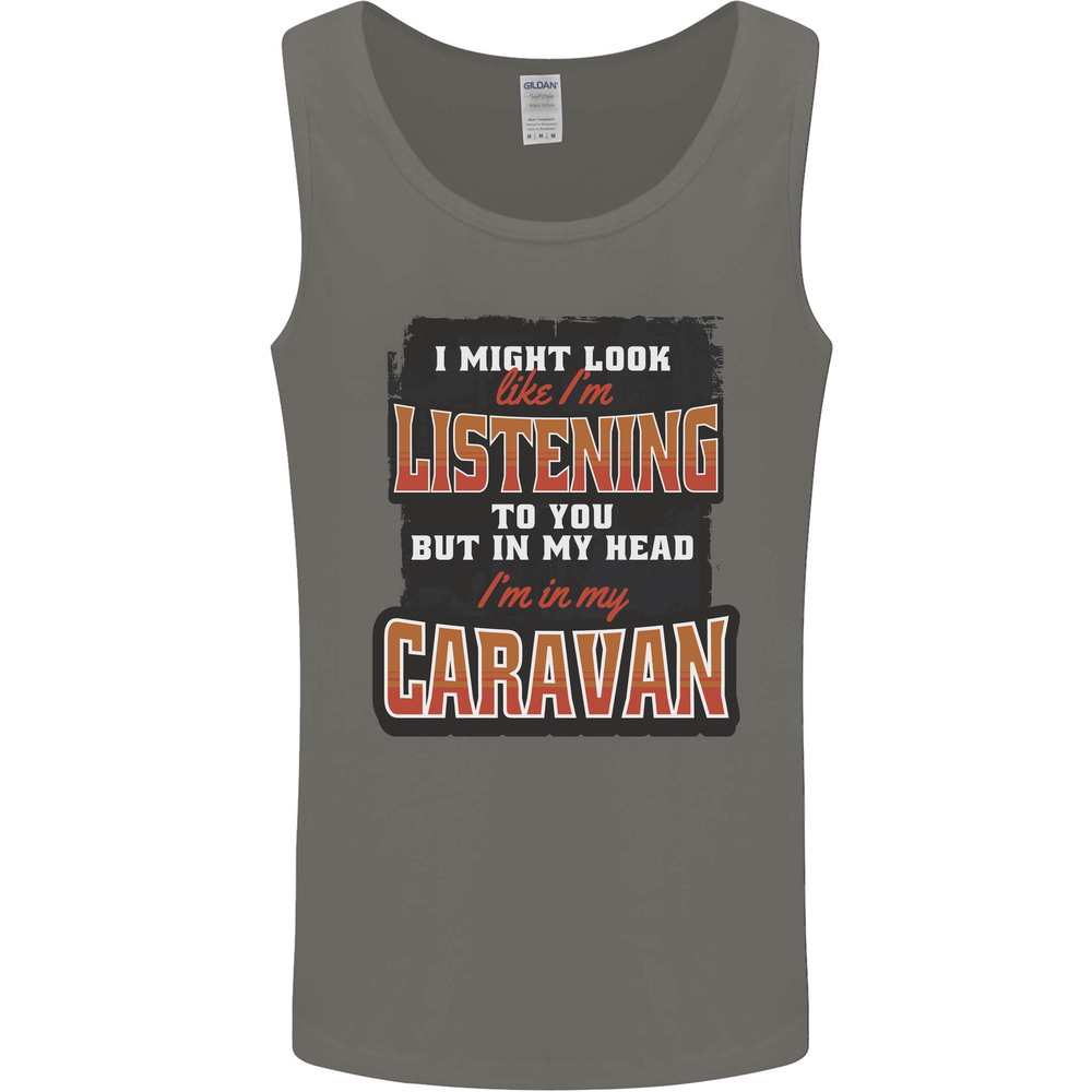 In My Head I'm In My Caravan Caravanning Funny Mens Vest Tank Top