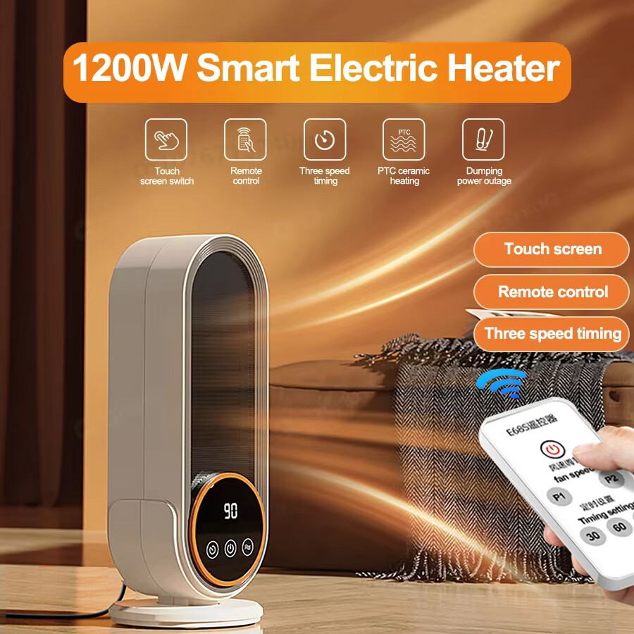 1200W Portable Touch Screen Heater Electric Heater Warmer with Remote and Timing