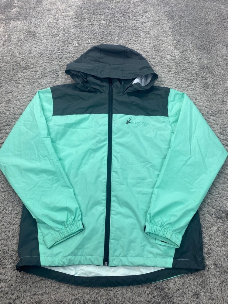 Frogg Toggs Turquoise Windbreaker Hooded Jacket for Adults Small/Medium Full Zip
