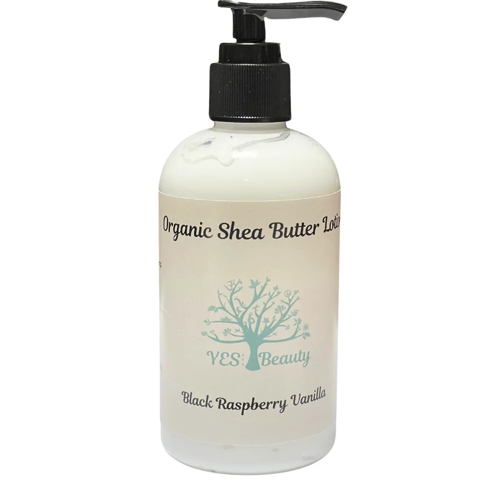 Handmade Body Lotion Organic Shea Butter - Black Raspberries & Vanilla ~ 8 oz