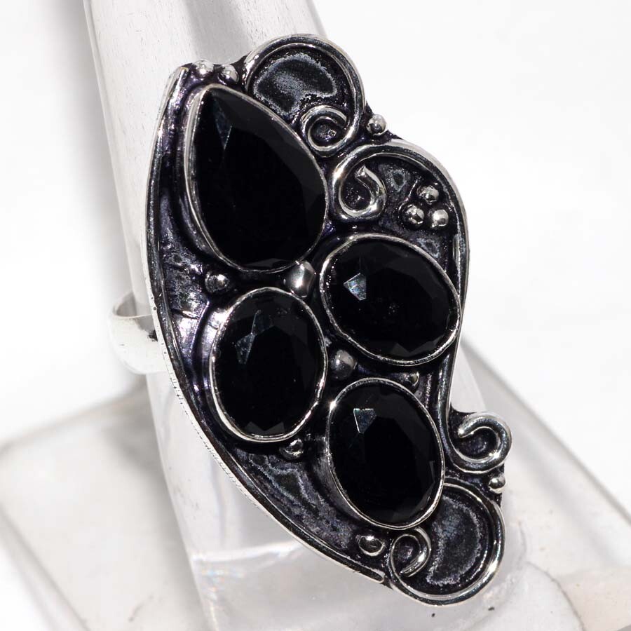 Black Onyx 925 Silver Plated Gemstone Ring Us 10 Aesthetic Jewellery JW