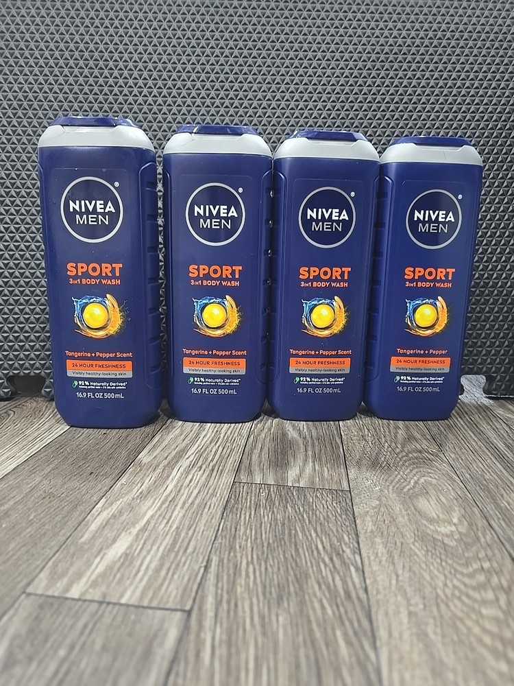 NIVEA MEN Sport 16.9 oz Body Wash 4-Pack in Tangerine Pepper Scent