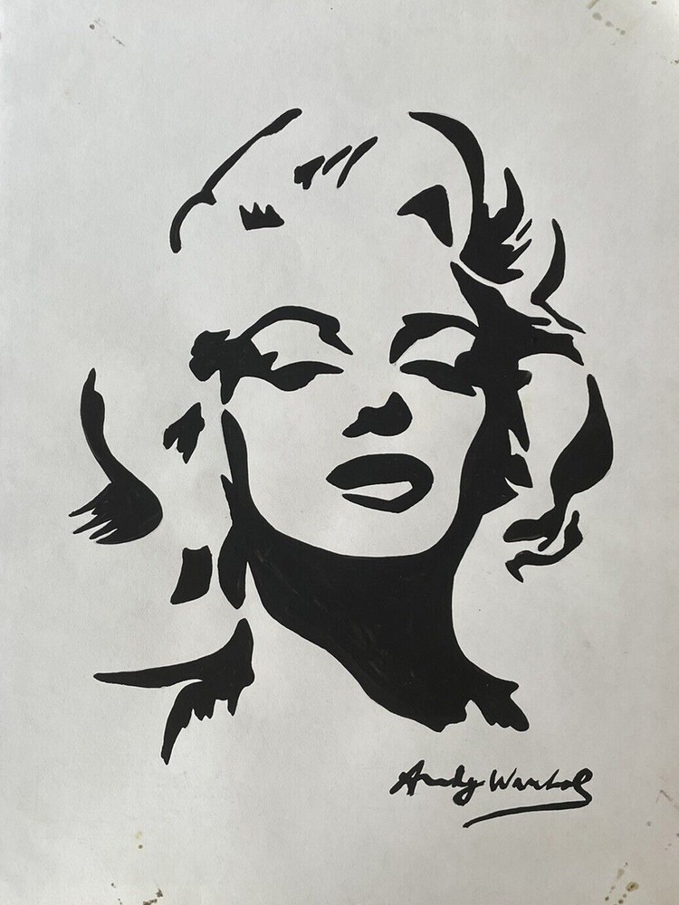 Original Signed Andy Warhol Drawing on Paper with CoA Vintage Art