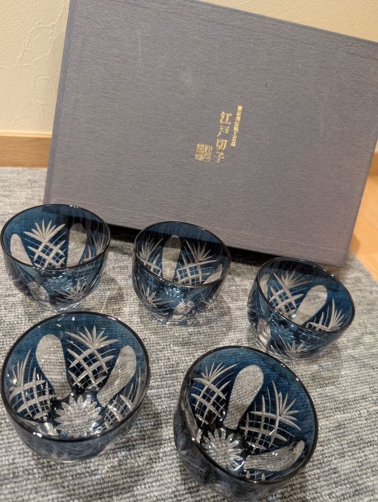 Hirota Glass Edo Kiriko Cup 7.5cm/3in Unused Traditional Glassware