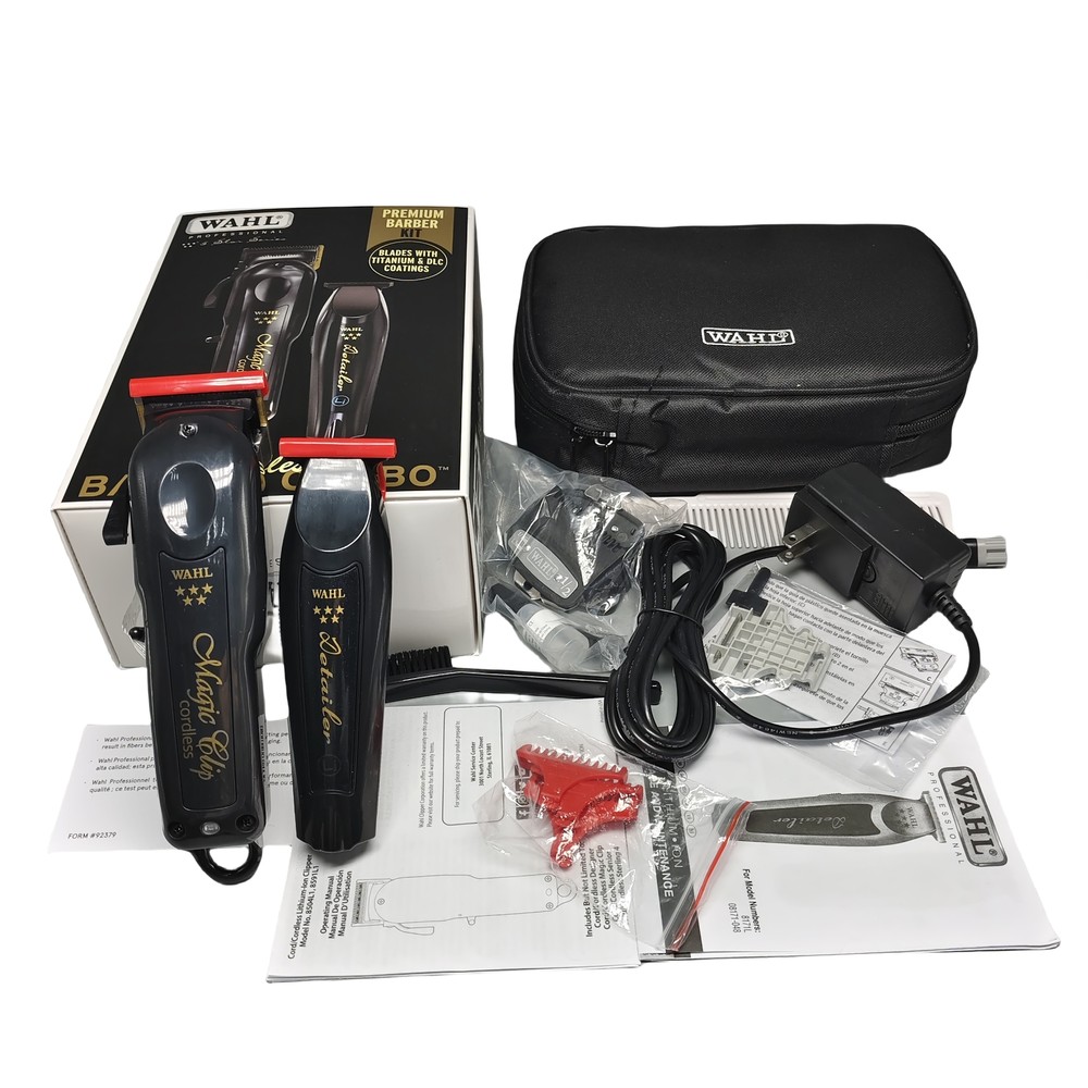 Wahl Cordless Barber Combo Black Magic Clip Clipper & Detailer Trimmer 3025397
